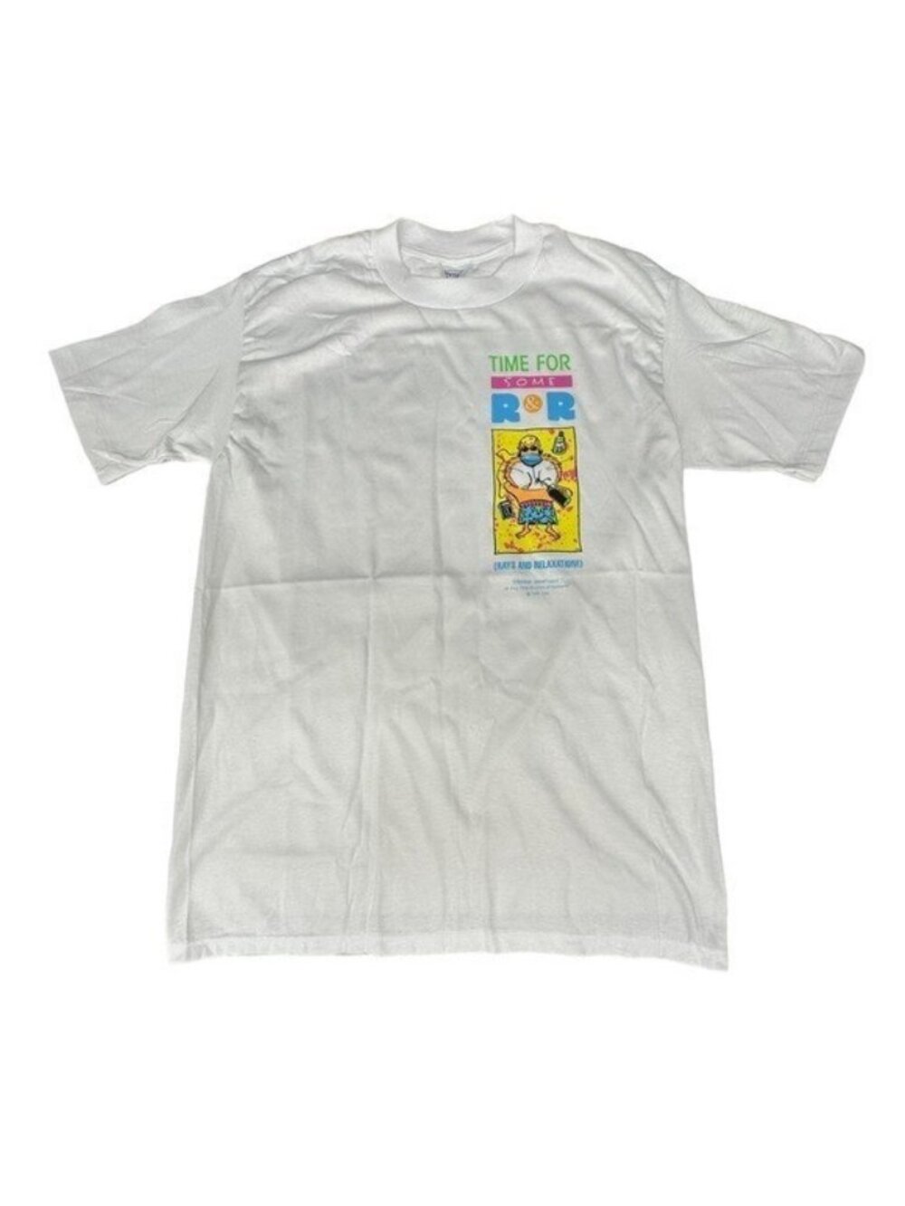 Time For Some R&R Rays & Relaxation Vintage Graphic T-Shirt L Shoebox Greetings